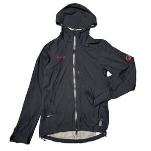 Vintage Mammut Dry Tech Premium Black Red Windbreaker Jacket Mens Small Zip Hood